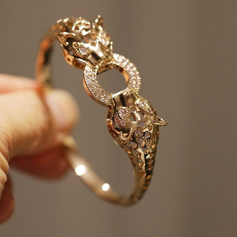 New Inlaid Bracelet, New Leopard Head and Purple Leopard Open Bracelet, Fashionable