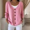 2025 Women's Solid Color Knitted Button-Down Loose Casual Cardigan