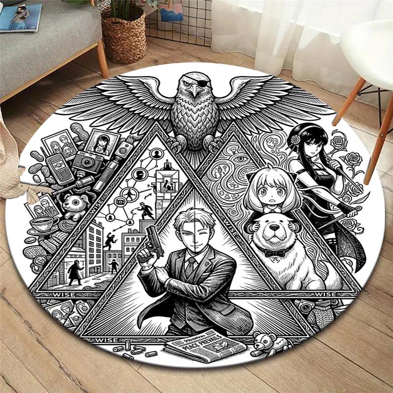 Spyxfamily Round Area Rug Carpet Rug For Living Room Bedroom Sofa Playroom Decor Nonslip Floor Mat