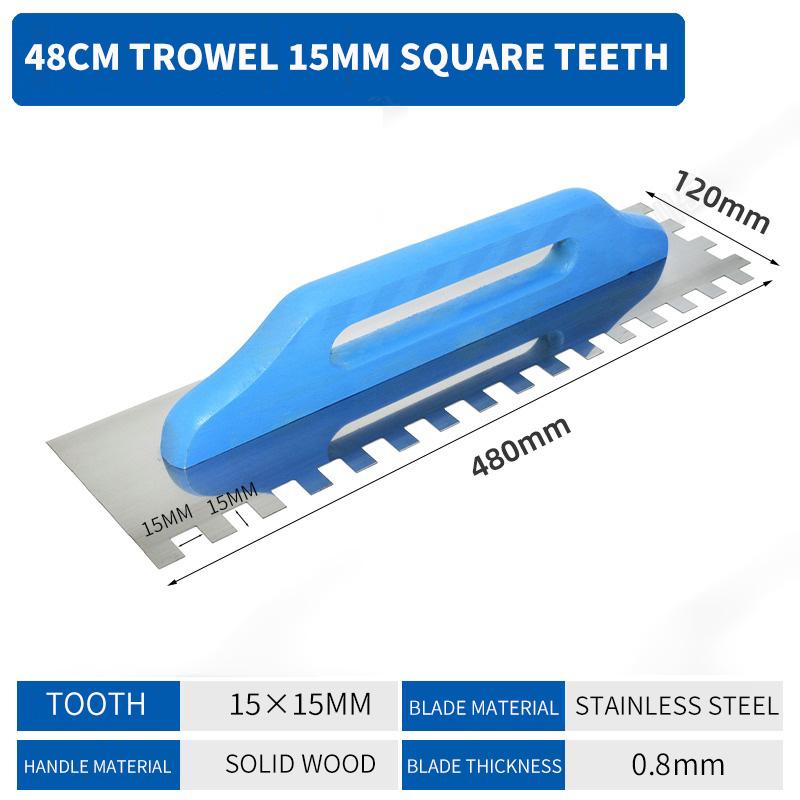 

Wooden Handle Plastering Tiling Scraping Pulp Pull Slot plaster Scraper Stainless Steel Square Tooth Trowel
