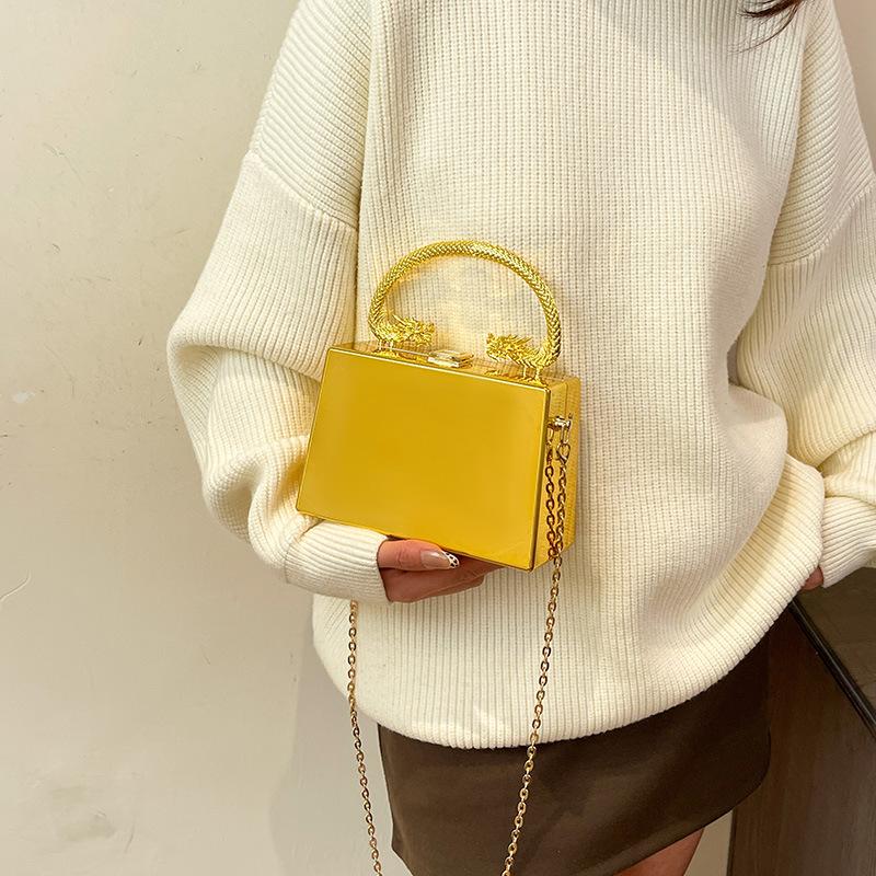 Bags Acrylic box bag 2025 new European and American fashion mirror dinner bag women's diamond messenger box bag
