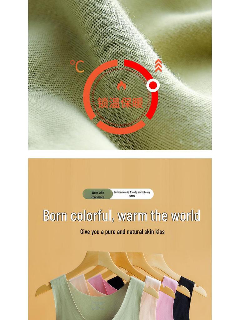 Women's Fleece Warm Vest with Chest Pads, Slim Fit Lace Suspenders, Cold-Proof Thermal Underwear