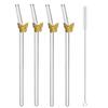 4Pcs Butterfly Straw Pretty Reusable Glass Tube Dishwasher Safety Durable Straws For Smoothie Cocktail Juice Smoothie Drinks