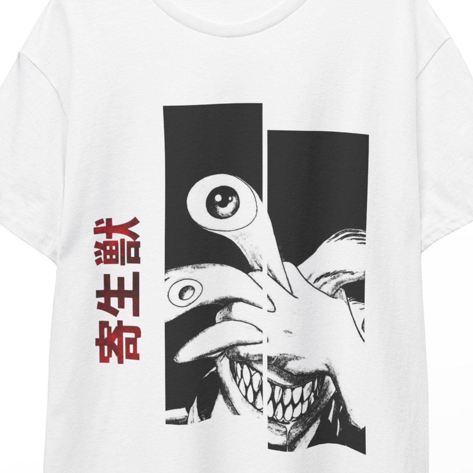 Parasyte Shirt Migi Parasyte the Maxim Anime T-Shirt Shinichi Izumi Horror Manga Tee Kanji T-Shirts Parasyte Sticker Poster Yugi Shirt Anim 4XL