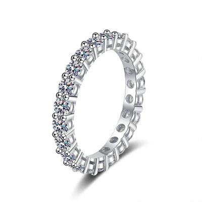 Δαχτυλίδι 3mm Full Moissanite Diamond Ασήμι 925 με Επιχρύσωση Βέρα Γάμου Αρραβώνων Πολυτελή Κοσμήματα για Γυναίκες