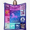 Girls Horse Blanket Beautiful Animal Horse with Wreath Throw Blanket, Ultra Soft Warm Sofa Bedding Living Room Flannel Blankets