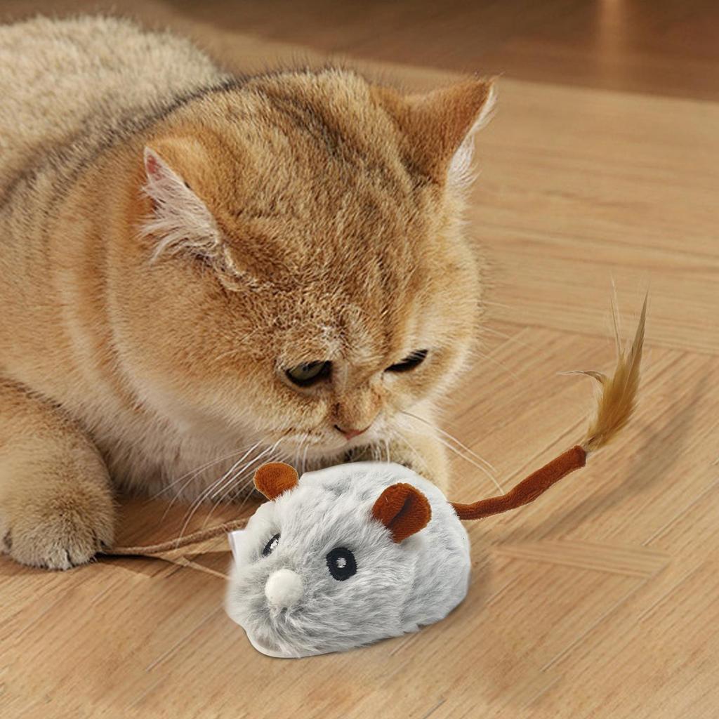 Interactive Cat Toy Games Rechargeable Plush Mice Interactive Toys For Cats With Silent Wheel For Exercise Play Entertain