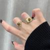 Goldener Retro-Ring mit Tigerauge-Stein: Westlicher ethnischer Stil, einzigartiger offener Luxusring für Frauen