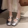 Temperament Square Head Mary Jane Shoes Women's Autumn 2025 New Light Mouth Bag Head Half Slippers Low Heel French Flat Bottom Half Tray
