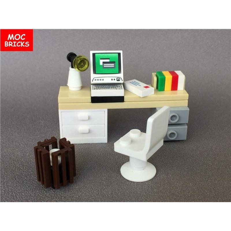 MY OWN CREATION Blocks Desk Ideal for Office Computer Book Lamp Work Station Table trash can Building blocks Assembled Playthings Children Present