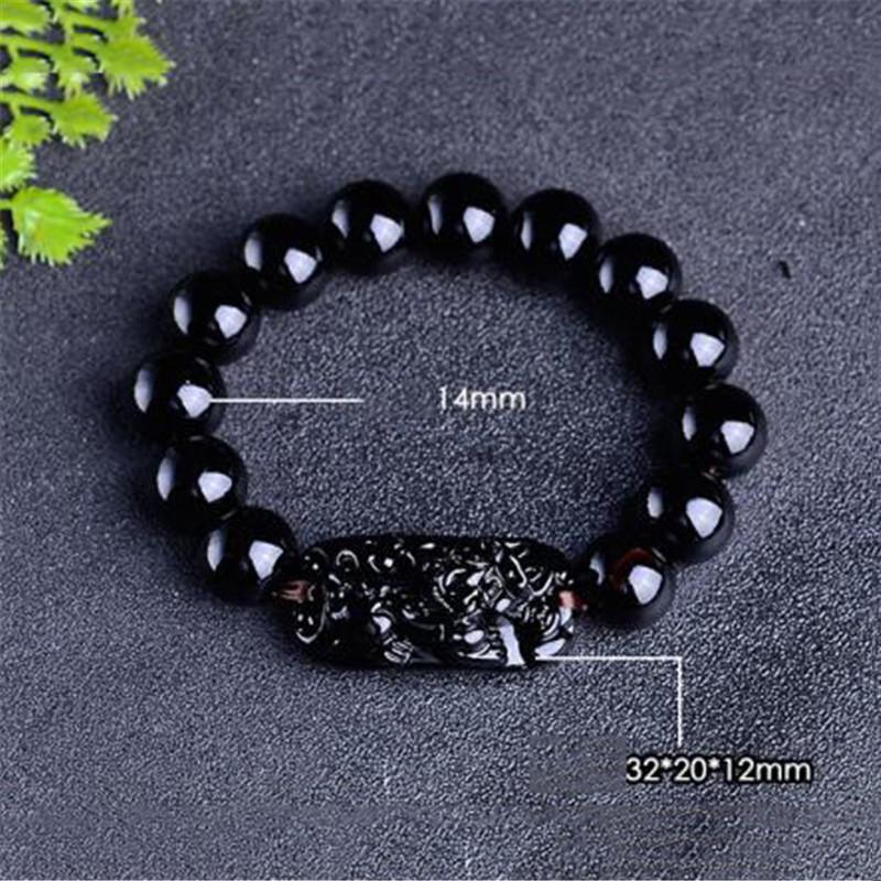 Pi Xiu Obsidian Černé kamenné korálky Muži Ženy Náramek Bohatství a štěstí Náramky Čínský styl Šperky Dárek