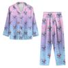 Women's 2 Piece Printed Suit Long Sleeve Button Up Top Wide Leg Pants Suit Set Pajamas Home Casual Suit