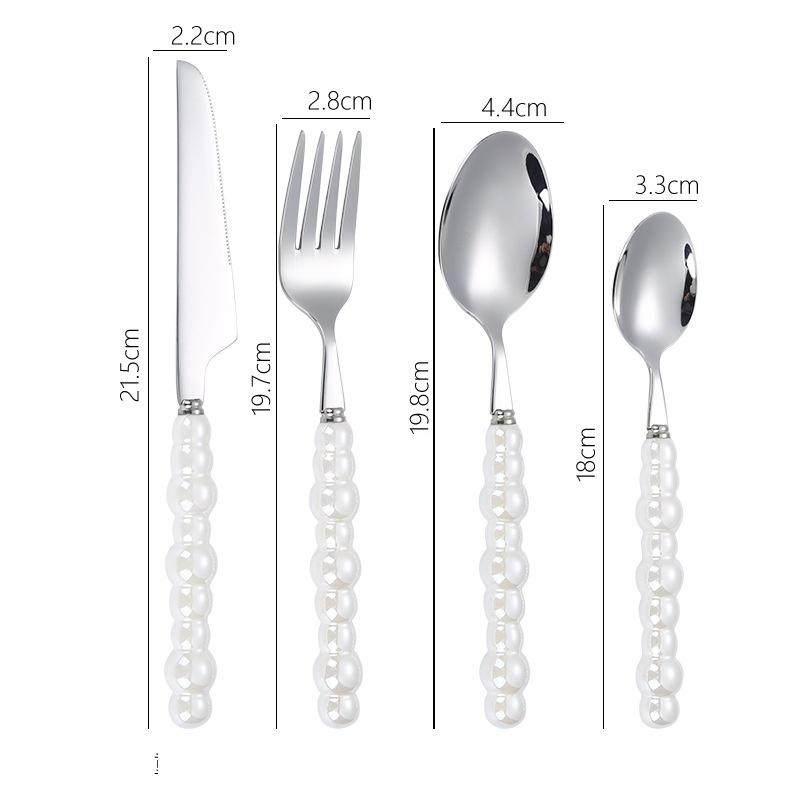 4Pcs Fashion Pearl Handle Cutlery Set Creativity Stainless Steel Knife Fork Western Steak Tableware  Table Decor Gifts