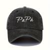 PaPa Printed Baseball Cap  Vintage Washed Black Adjustable Breathable Dad Hat for All Seasons Golf Cap for Men  Women