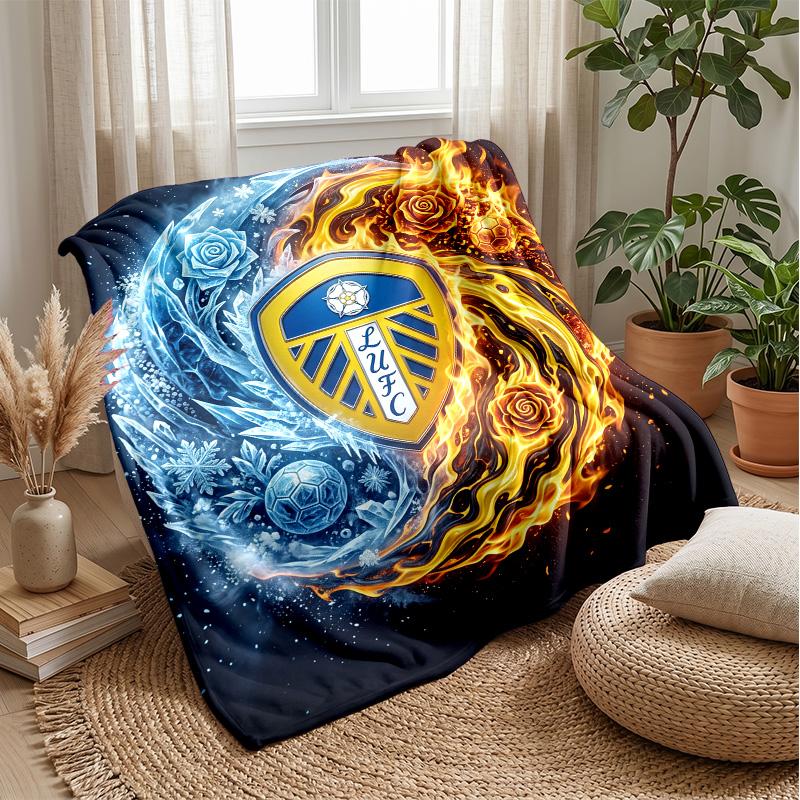 Coperta in Flanella con Stampa Leeds United, Morbida Calda Leggera Coperta da Divano Letto Campeggio