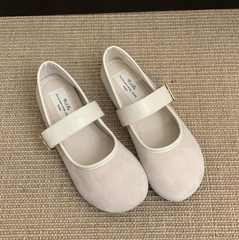 

2025 spring and autumn new retro shallow single shoes women s versatile commuting soft sole comfortable flat grandma shoes 39 абрикосовый