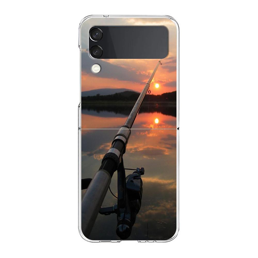 Carp Fishing Fish Phone Case For Samsung Galaxy Z Flip 3 4 5 Hard Folding Clear PC Bumper For Samsung Z Flip 6 Back Cover