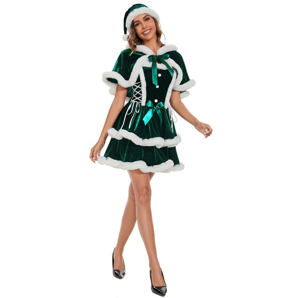 Chal de talla europea ropa de Navidad, ropa de Navidad, ropa nueva de fiesta para niñas cos ropa de Navidad, uniformes de juego
