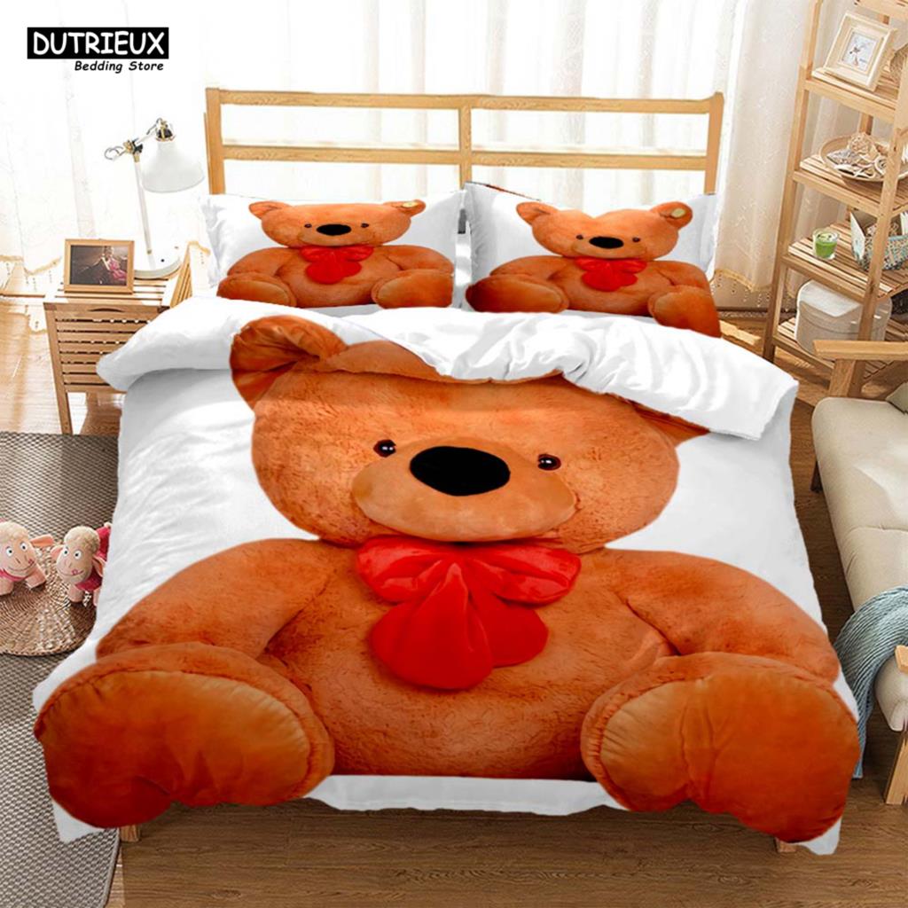 Cute Little Bear Printed Polyester Soft And Comfortable  Comforter Bedding Sets For Children  Complete Size Customizable