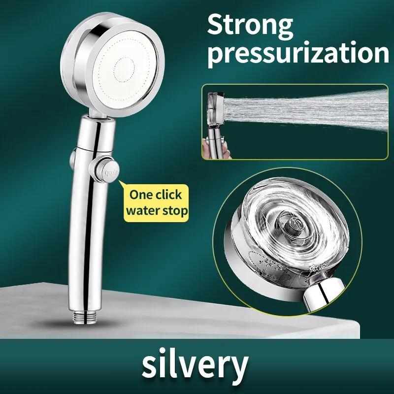Pressurized Shower Head Water Saving 360 Rotating Twin Turbo Pressurized Propeller Fan Shower Head Bathroom Accessories