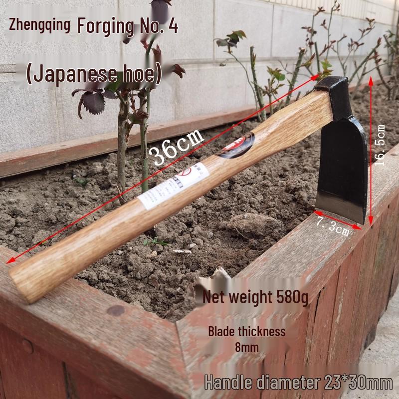 

Прочная кованая маленькая мотыга с деревянной ручкой для садоводства: Идеально для выкапывания побегов бамбука, посадки цветов, овощей и рыхления почвы