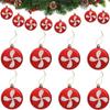 Festive Christmas Candy Hanging Ball Flat Round Plastic Ornament for Holiday Tree Decoration Painted Accessory Party Supplies
