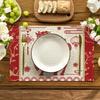 Animal Horse Print Linen Placemats Dishes Anti-slip Mat Paper-cut Style Home Desktop Decoration Suitable for New Year Party