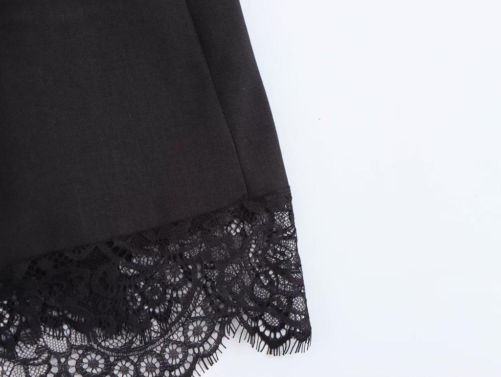 Spring 2025 Plus Size Women's Lace Patchwork Double-Breasted Suit Dress