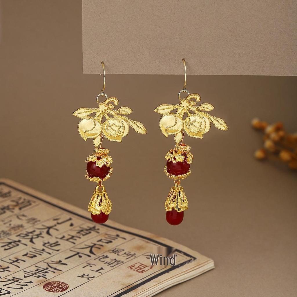 Elegant Butterfly Water Drop Pearl Tassel Earrings for Women - Traditional Qipao Style