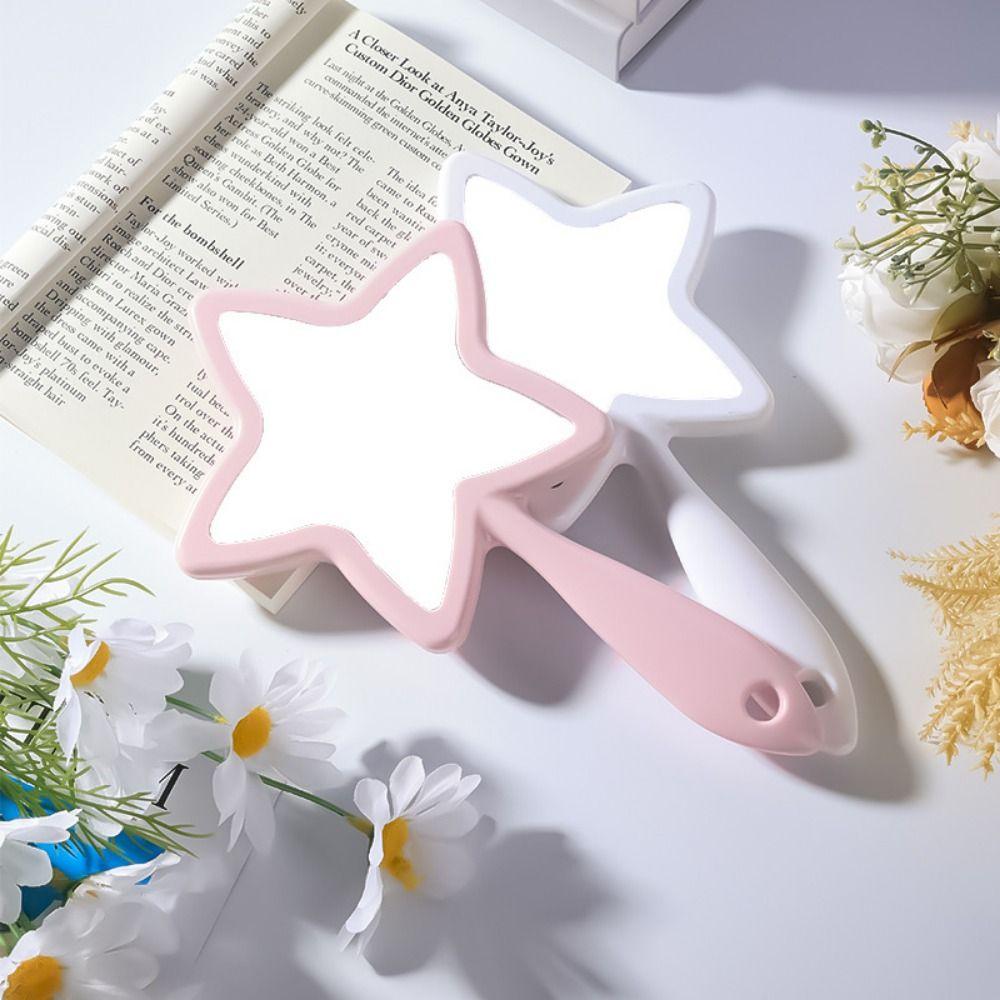 Pentagram Shape Handheld Mirror With Hanging Hole Beauty Make-up Mirror  Woman