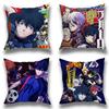 Anime Blue L-Lock Pillow Case Square Double-Sided Printing Short Plush Sofa Cushion Cover Bedroom Bedside Pillow