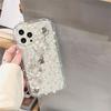 Funda transparente suave con cadena de cristal y flores rosas lindas coreanas para iPhone 14, 13, 12, 11 Pro Max, hermosa funda floral a prueba de golpes