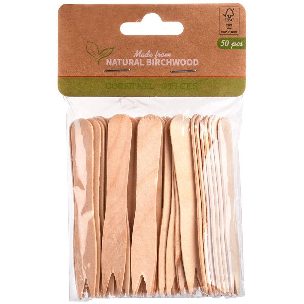 Wooden forks for snacks and fries 8.5 cm 50 pcs.