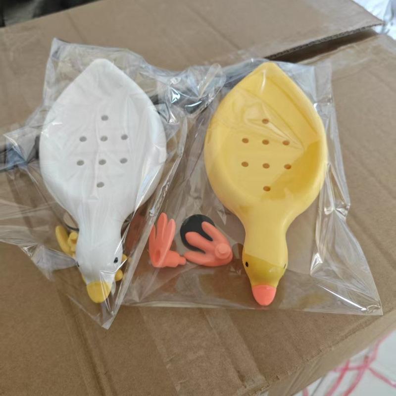 1pc Cute Little Yellow Duck Soap Box, No Water Accumulation In The Bathroom Sink Soap Box, Little Duck.