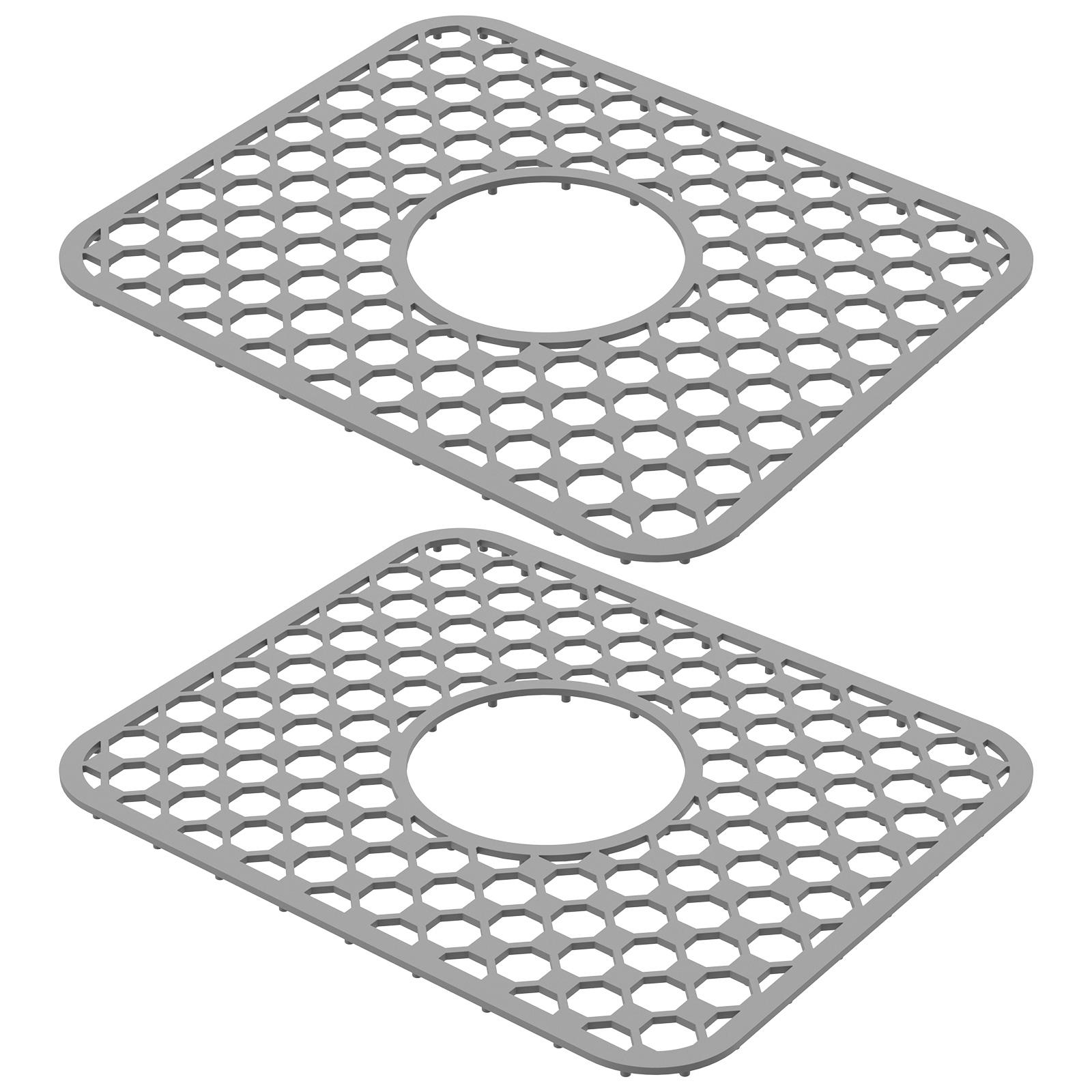 2Pcs Silicone Sink Mat with Middle Hole Nonslip Heat Resistant Kitchen Sink Protector Mat for Kitchen Dishwasher Safe 34.5x28.6 M