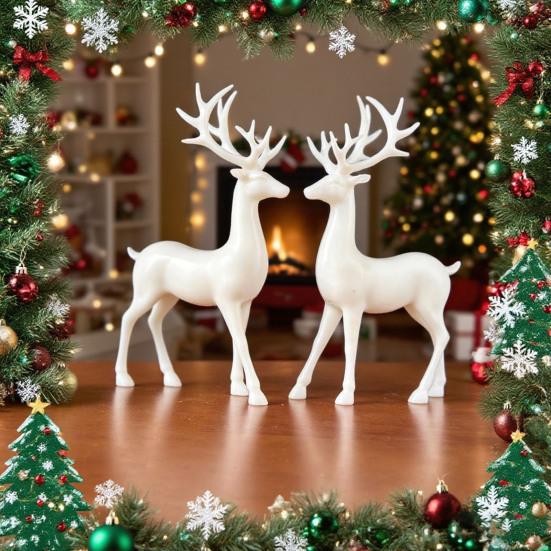 Christmas Reindeer Figurine Small Deer Statue Tabletop Resting/Standing Elk Sculpture for Indoor Home Office Tabletop Mantle Cabinet Desktop Decor