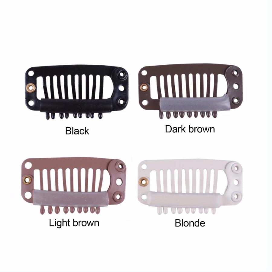 Professional Wholesale 9 Teeth Elastic Wig Clips With Safety Pin for Home Hair Extension Installation and Fixing Work