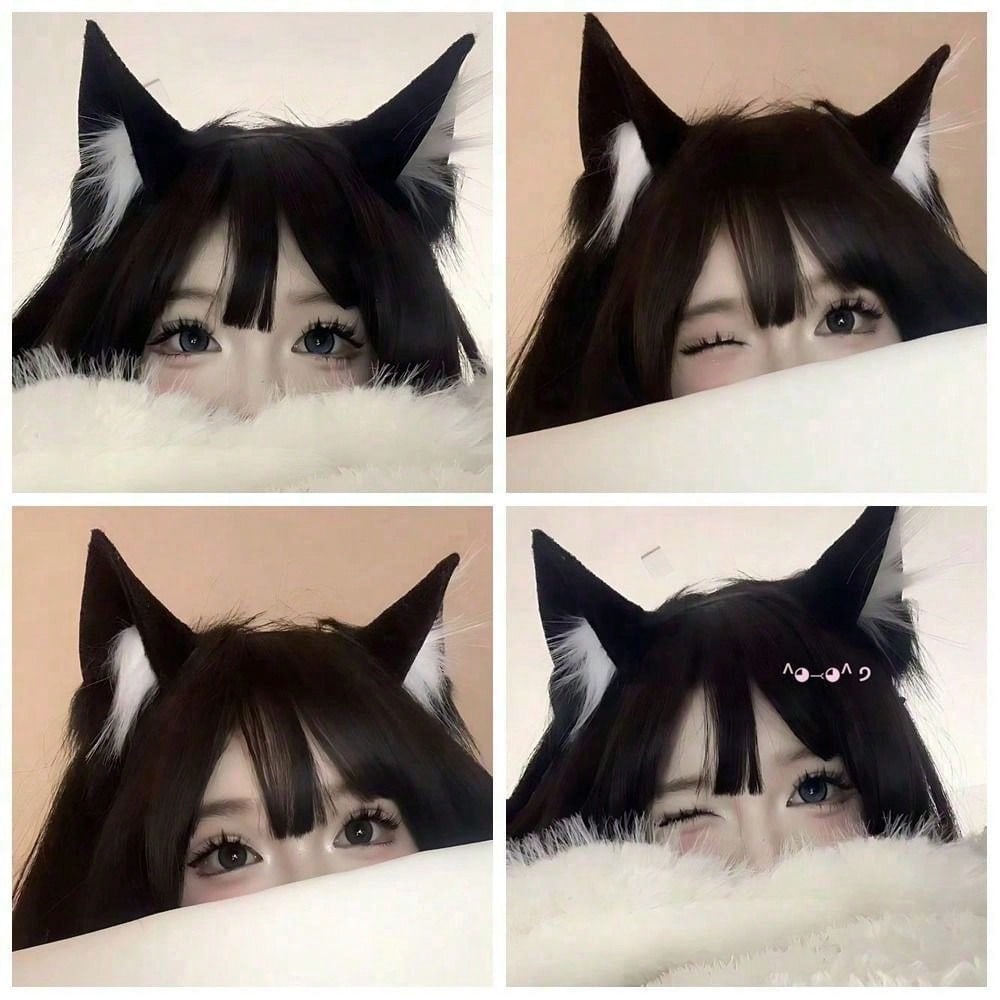 Čelenka do plyšových kočičích uší Dámská Cosplay stuha do vlasů Legrační roztomilá vlasová obruče Lolita