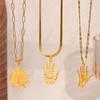 Minimalist Sun Palm Pendant Necklace for Women - Stainless Steel Clavicle Chain