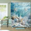 Wasserabweisender Vlies-Duschvorhang mit Seestern-Ozean-Design, 12 Haken inklusive, Maschinenwaschbar, Dekoratives Badezimmer