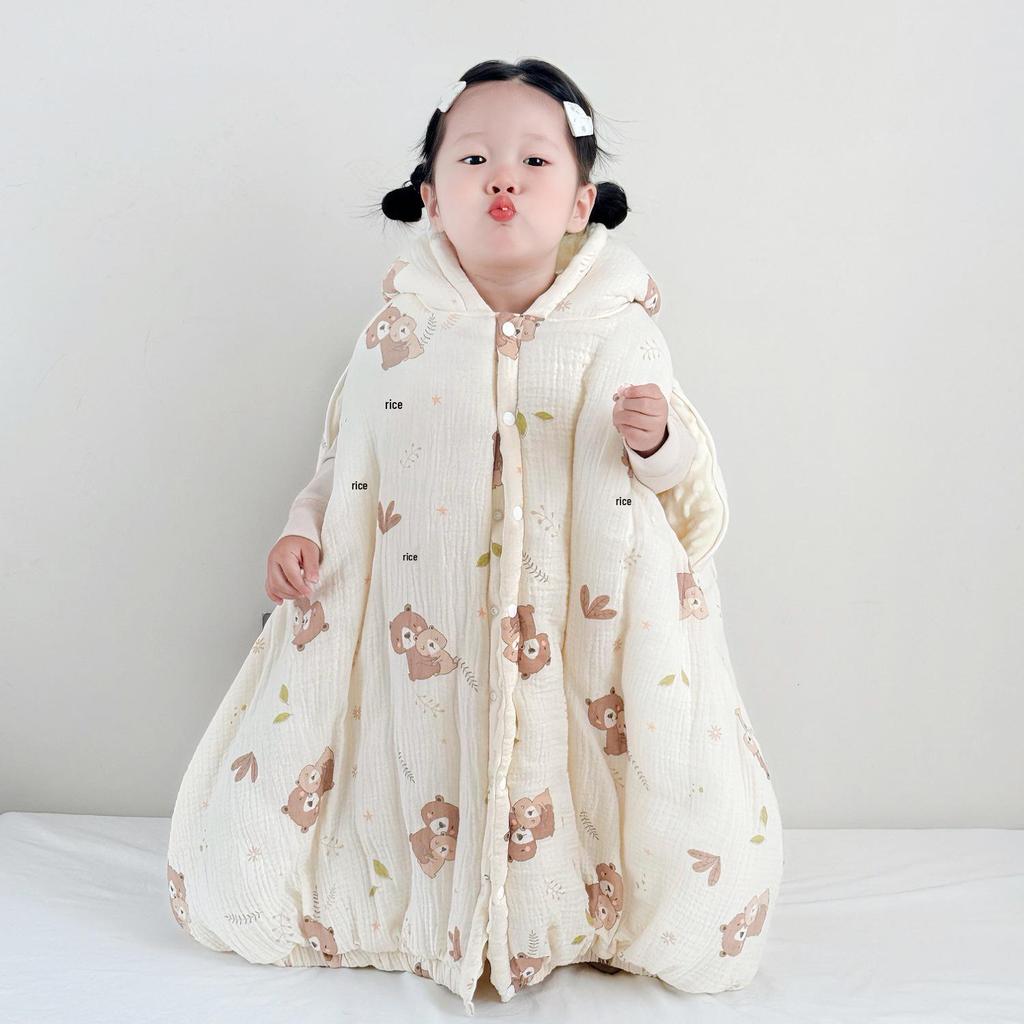 Baby Autumn & Winter Windproof Hooded Cape - Thick Warm Shawl for Outdoors