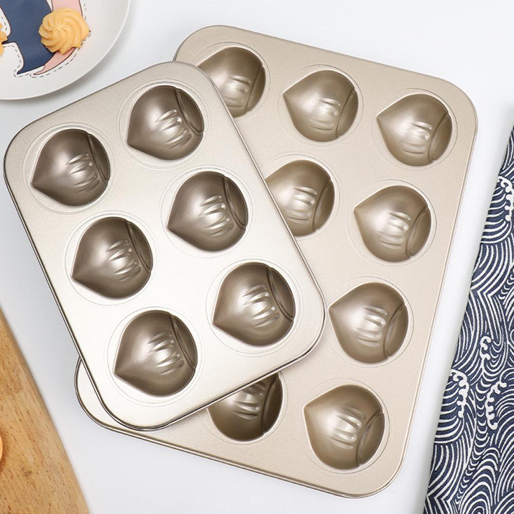 Carbon Steel Chestnut Shaped Baking Pan Muffin Pan With 6/12 Cavities Non-Stick Cake Chocolate Bread Kitchen Mold Shell Gadget