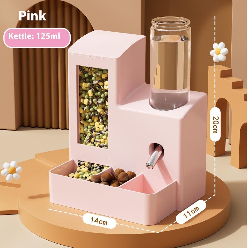 2-in-1 Automatic Hamster Automatic Feeder Water Dispenser Multi-functional Small Pets Drinking And Feeding Food Container
