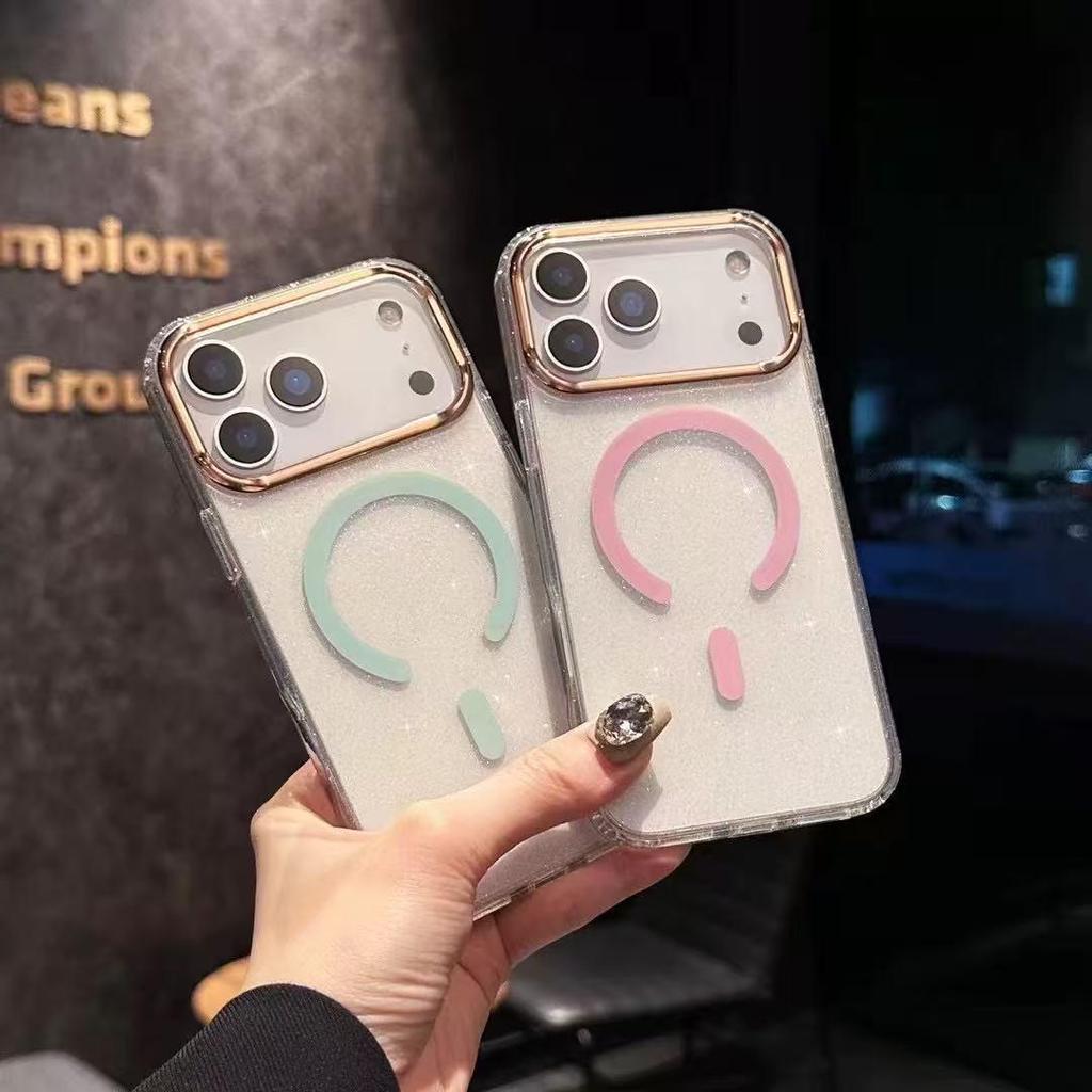 Apple iPhone 16 Pro Starry Sky Gold Glitter Magnetic Charging Case - Drop-Proof Protective Design