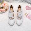 White Lace High Heels Waterproof Table Round Head Wedding Shoes Large Size Fashion Women's Shoes Rhinestone Shoes Flower Bridesmaid Shoes 43