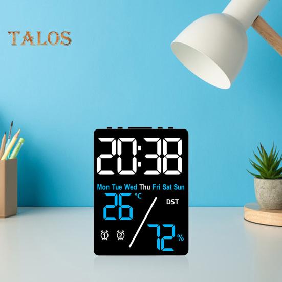 Large Digital Wall Clock Compact Design Portable Battery Powered Temperature Display LED Alarm Clock with Big Digits