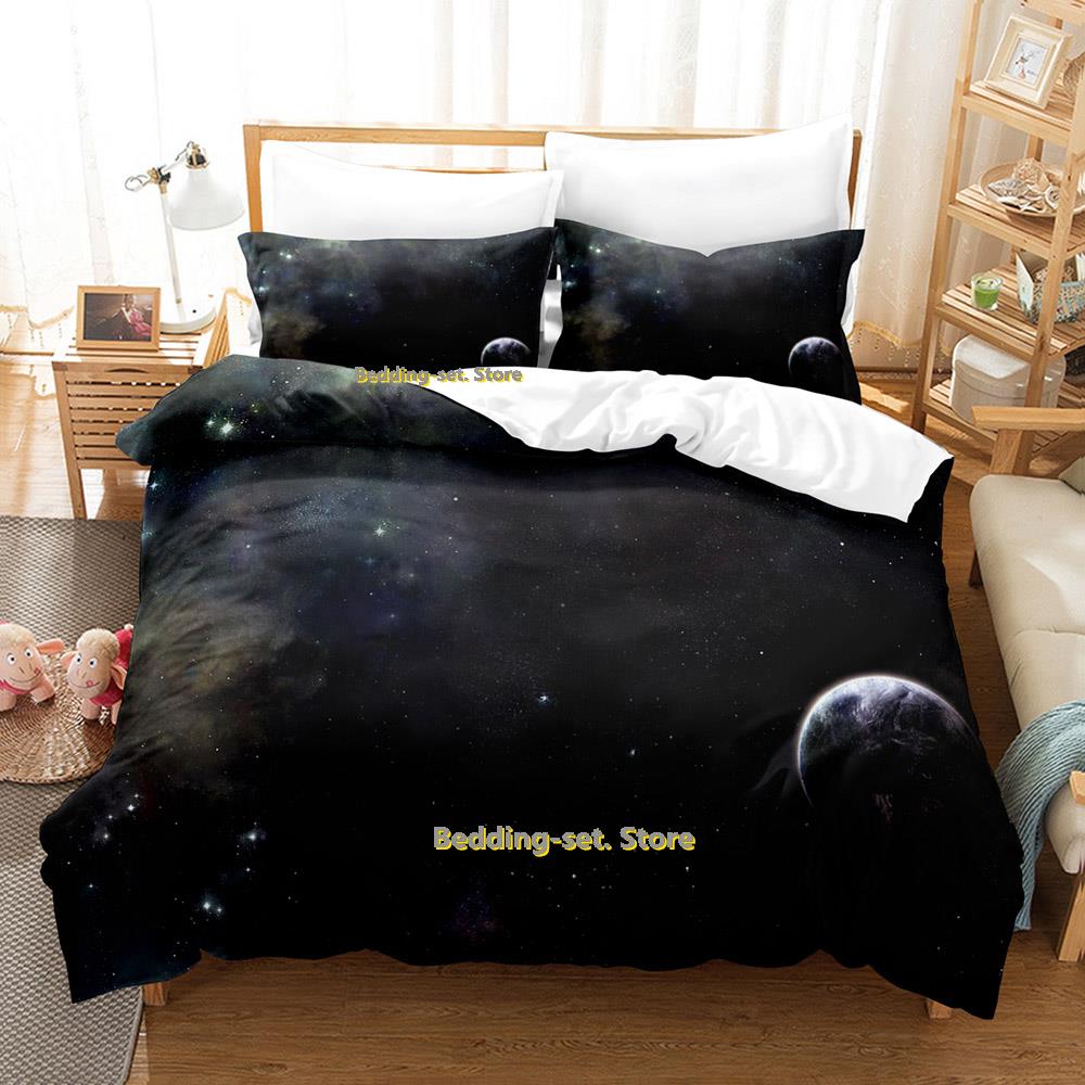 Set Letto Pianeti Singolo Gemello Matrimoniale Queen King Size Set Letto Adulto Bambino Camera da Letto Set Copripiumino universo spazio esterno Letto