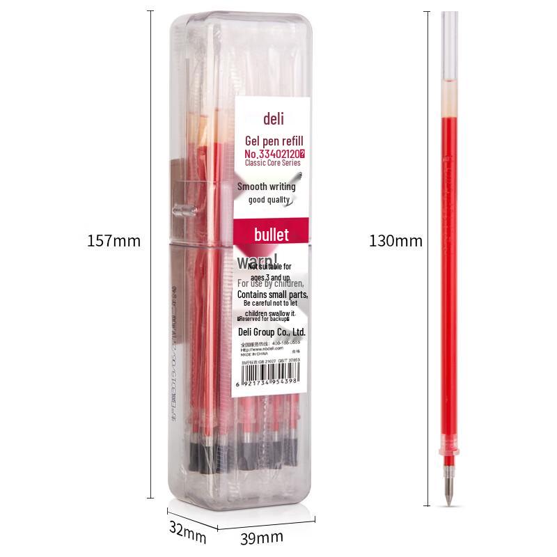 Deli 0.5mm Red Gel Pen Refills