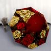 Golden Rose Luxury Floral Pattern Circle DesignUmbrella, Portable 3-Fold Compact Umbrella for Men and Women, Valentine's Day M