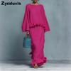 New Women's Long Sleeve Irregular Half-Length Skirt Casual Fashion Solid Color Set